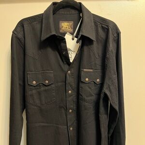 Indigofera Ryman shirt black petaca denim size Large NWT